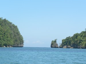 View from our boat at anchor Namrole harbour