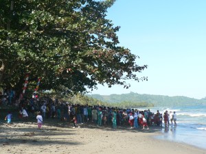 The whole village showing us their beach