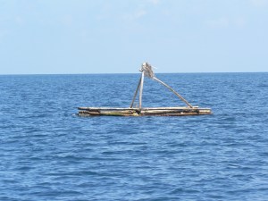 One of the hazards of sailing in Indonesian waters: a fish attracting device adrift - these things are unlit and often appear miles out from shore