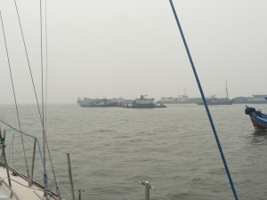The scene that greeted us at the channel entrance to Ketapang